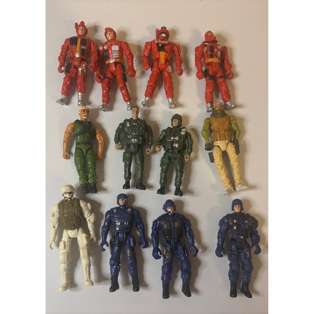 Vintage Military Action Figure Lot‎ 12pc 3"-4" Chap Mei Lanard USMC Fire Police